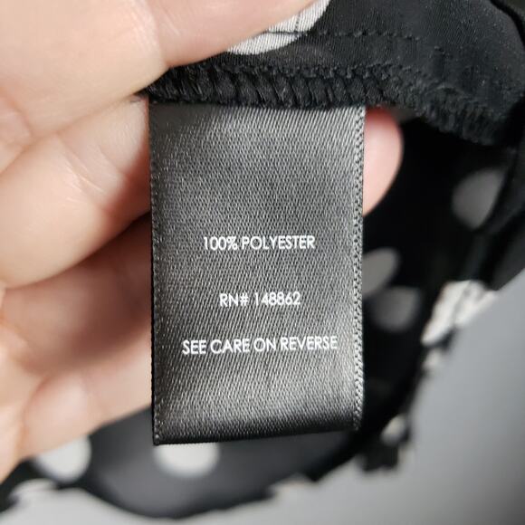 Torrid Size 2X Chiffon Polka Dot Blouse Black White Semi Sheer Office Casual‎ - Picture 7 of 11